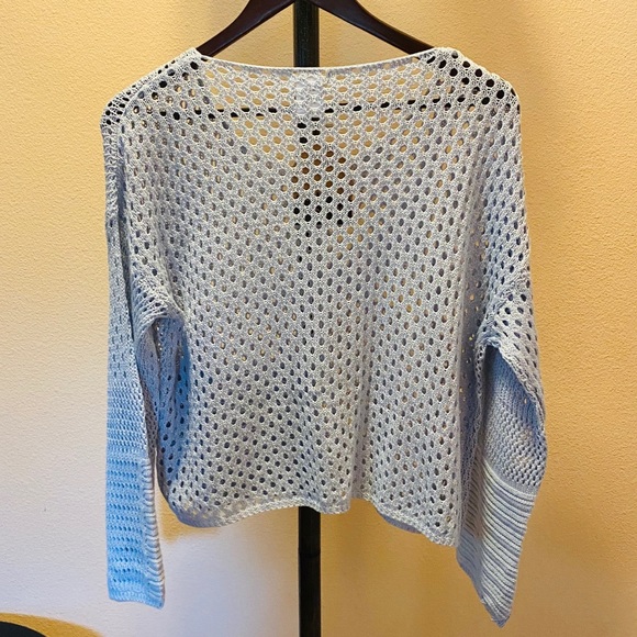 Baby Blue Round Neck Crop Knit Sweater NWT - Picture 5 of 10
